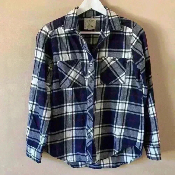 LA Hearts Women’s plaid button down shirt Small Blue Red Cream - Picture 1 of 10